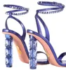 Summer Aura Femmes Sandales Chaussures Talons incrustés de cristal Robe de mariée Aquazzurs Sparkle Shiny Lady Gladiator Sandalias EU35-43 Boîte d'origine