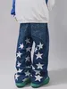 Herenjeans y2k kleding heren jeans losse Amerikaanse pentagram print rechte broek losse plus size werkkleding wijd been broek streetwear denim z0225