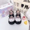 Klänningskor kawaii lolita skor tecknad kanin lapptäcke japansk stil söt mary janes kvinnor skor rosa söta jk casual zapatillas mujer 230225