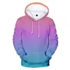 Herrtröjor 3D män kvinnliga tröjor Anpassade färgglada gradient Hooded Solid Color Boy/Girls Polluver Winter Cap CoatS