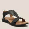 Sandały komisja letnie płaskie obcasy dla kobiet kliny buty pu skóra solidna wygoda damskie sandalias de mujer plus size 44sandals