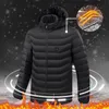 남자의 조끼 난방 후드가있는 남자 재킷 스마트 따뜻한 15pcs 방수 온도 조절기 순수한 겨울 의류 난방 색상 230225