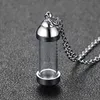 Pendentif Colliers en acier inoxydable verre ouvrable conteneur flacon tube urne souvenir crémation porte-cendres collier commémoratif bijoux