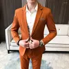 Men's Suits 2-piece Men Embroidered Suit Business Tuxedos Traje Novio 2023 Tuxedo Korean Slim Bridegroom Wedding Dress British