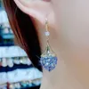 Charm 2022 New Korean Fresh Lovely Heart Drop Earrings Fashion Long Senior Temperament Trendy Women Dangle Earrings Jewelry G230225