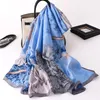 Halsdukar Summer Beach Sunscreen Satin Scarf Fashion Woman Silk Hankies Print 180x90cm Shawl Ponchos and Capesscarsves