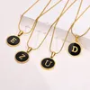 Pendant Necklaces In Fashion Gloss Round Acrylic Letter Chain Stainless Steel Custom Gold Color 26 A-Z Charm