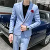 دعاوى رجال منتفخة بدلة مصفف شعر التدخين Homme mariage trajes de hombre Spring summer summer صفراء