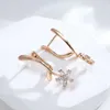 Charm Kinel Fashion Natural Zircon Flower Long Drop Earrings For Women 585 Rose Gold Color Elegant Bridal Wedding Daily Fine Jewelry G230225