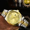 عرض تقويم مزدوج شاهد Quartz Watch orologio Relogio Maschulino Men يشاهدون الأزياء الذهبية مع التقويم Bracklet القابل للطي Clasp Master Gift Watches Mens