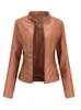 Женские куртки женщин плюс размер 4xl искусственная кожаная мотоциклетная куртка молния на молнии мото