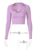 Women's T Shirts Taruxy Long Sleeve Crop Women Pink Basic Square Neck Slim Sexy Cropped Tops Femme Summer High Street Corset Top Y2K Style