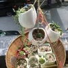Decorative Flowers 7Pcs Lifelike Artificial Plants Succulent With 3Psc White Ceramic Flower Pots Gardening Vases Home Decor Accessories