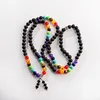 Hänghalsband 2023 Luxury Natural Lava Stone Yoga Chakra Halsband och armband för kvinnor män läker balansälskare vänskapsmycken