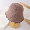 Berets Crocheted Lotus Leaf Twill Bucket Hat Women's Summer Sunscreen Sunshade Panama Cap Fashion Luxury Chapeau Fisherman Headgear