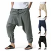 Męskie spodnie bawełniane Joggers Mężczyźni workowate hipis boho cyganie Aladdin Cargo Pants Yoga Harem Pants 202104134 Z0225