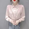 Women's Blouses Spring Summer 2023 Cotton Blouse For Big Girls Striped Clothes Children Long Sleeve School Girl Shirt Kids Tops 2-8 Years