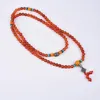 Strand asingeloo 108 pärlor bön mala tibetansk röd agat helande armband män eller kvinnors yogalegemeditation smycken