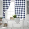 Curtain Navy Blue Lattice Idyllic Style Curtains For Bedroom Living Room Luxury European