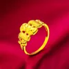 Bracciale a forma di cuore da donna con anello in oro giallo 18 carati, elegante regalo di gioielli da donna alla moda