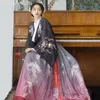 Traje de Palco Hanfu Vestido Feminino Trajes de Dança Oriental Traje Chinês Tradicional Antigo Preto Gótico Floral Saia Feminina Roupas para Meninas