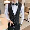 Men's Vests Business Casual Dress Stripes Wedding Suit Vest SlimTuxedo Social Men Waistcoat KTV OverallsMen's