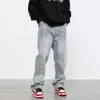 Fünftzierige Sternapplikationen von Männern gesticktes Mikrohorn Loose Hip Hop Y2K Street Wear Marke Jeans Z0225