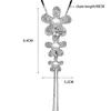 Naszyjniki wiszące kwiat cyrkonu długi naszyjnik łańcuch sweter mody metalowy kryształowy