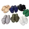 Zapatillas de diseñador Piscina Almohada Confort Sandalias de lujo Zapatilla de piel de becerro suave Mujeres Hombres Carta plana Mulas Zapatos Cuero genuino Zapatilla de goma de moda