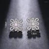 Boucles d'Oreilles Cubique Zircone Conception Noeud Fascinant Avec Géométrie Deux Couleurs Pour Femmes Mode Cristal Fleur De Mariage Bijoux De Fête