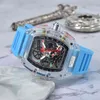 Herrklocka Lyx Designer Sportklockor Mode Transparent fodral 44mm Chronograph Armbandsur Silikonrem Quartz Herrklocka