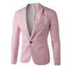 Men's Suits & Blazers Men Solid Color Long Sleeve Lapel One Button Pocket Blazer Slim Suit Coat Fit