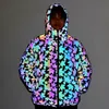 Women s Jackets Colorful Reflective Parkas Winter Jacket Night Reflect Light Thick Coat Hip Hop Clothing manteau femme hiver 230225