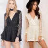 Женский комбинезон Deep V Sexy Long Rice Lace Hollow Out Sequin Fitted Taista