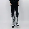 Мужские джинсы Мужские джинсы High Street Hip Hop Contrast Color Color Tassel Loose Jeans Korean Fashion Jeans Hip Hop Men Clothing y2k.