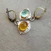 Charm Latest Orange Blue Oval Natural Stone Earrings For Women Girl Lovely Jewelry Triangle Water Drop Wedding Earrings Gift G230225