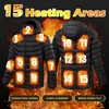 Men s Vests Heated Hooded Men Jackets Smart Warm 15pcs Waterproof Thermostat Pure Winter Clothing Heating Color 230225