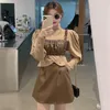 Jupes 2023 femmes automne et hiver gilet Shorts bas chemise frit rue trois pièces costume mode cuir vêtements