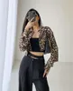 Women's Blouses Women Fashion Short Leopard Zebra Print Shirt Long Sleeve Loose Casual Crop Tops High Waist Street Style Blouse Cardigan