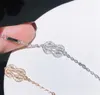Bracciale da donna di design Bracciale rigido in oro massiccio Bracciale rigido in argento sterling 925 Figura 8 annodato pieno di diamanti Bracciale di lusso da donna leggero