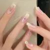 False Nails Wearable Fake Nail Y2K Girl French Temperament Gentle Nude Color Stickers Removable Manicure Tips Press On