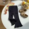 Kinder-Flare-Hose, gerippte Hose für Kleinkinder und Mädchen mit Rüschenbeinen, einfarbig, elastisch, für Kinder, Prinzessinnen-Taille, Leggings, modische Babykleidung, 7 Farben, DW6860