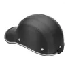 Casques de moto en cuir vélo Scooter demi-visage ouvert casque de protection casque-sécurité unisexe Racer casquette de Baseball-sécurité