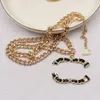 2023 SS Anhänger Halsketten 14K Gold Überzogene Luxus Marke Designer S Edelstahl Brief Choker Halskette Perlen Kette Mode schmuck