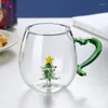 Bicchieri da vino Albero di Natale Tazza da caffè in vetro da 300 ml Simpatici animali Tè d'acqua per flute da champagne Latte ad alto contenuto di borosilicato