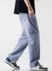 Pantaloni da carico a gambe a gamba a gambe maschili primaverili e estivi abiti da strada sciolti jeans nuovi jeans sciolti pantaloni a gamba larga vestiti di marca blu z0225