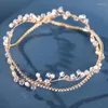 Headpieces Handmade Gold Silver Color Pearl Crystal Rhinestone Hair Vines Party Wedding Bridal Women Headbands Hairband Jewelry Gift