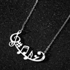 10st Music Notes Pendant Halsband Rostfritt stål Musik Notation Tema Treble Cleaf Symbol Symbol Korean Choker Collier för kvinnor