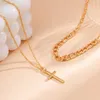 Подвесные ожерелья Ailodo Cross Corleface для женщин мужчины Золотое серебряное цвето