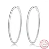 Pendientes de aro 925 círculo criollo de plata para Mujeres Hombres 50MM 60MM 70MM 80MM joyería de moda Brincos